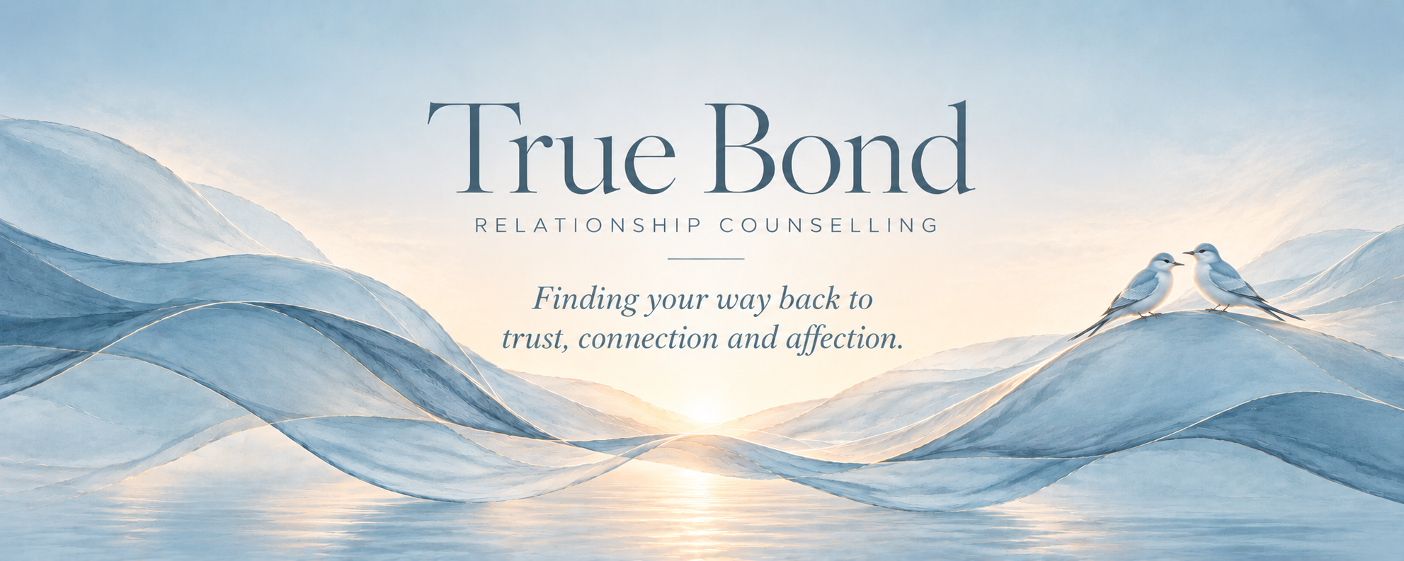 True Bond Relationship Counselling - two birds surrounded by slow waves